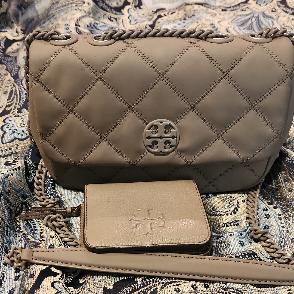 Tory Burch Tan Quilted Leather Shoulder Bag